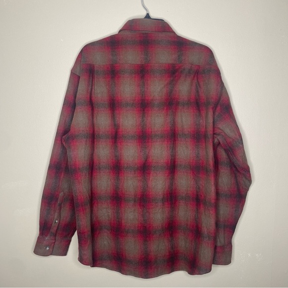 Pendleton Men’s Size XXL Long Outdoor Shirt Red Plaid 100% Wool Washable - Picture 8 of 12